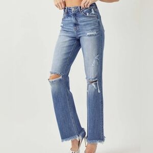 Risen Jeans High Rise Straight Jean Women's Plus Size 2X